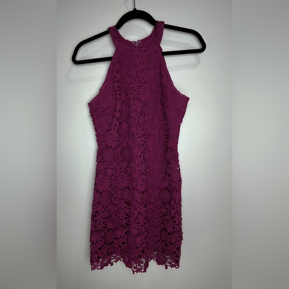 Lulus Vibrant Magenta Lace Dress